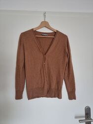 Galeria Cardigan Strickjacke Seide + Kaschmir 34 XS Camel Braun Taupe Basic