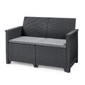 Keter Gartensofa "Emma" 2er Sofa, Gartensofa Poly Rattan Sitzgarnitur Loungesofa