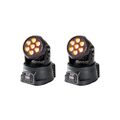 PURElight MUVY WashQ Duo 7x10W RGBW LED Wash Head Set 80W DMX 9Ch 3kg 27x22x26cm