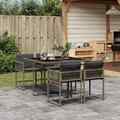 7-tlg. Garten-Essgruppe mit Kissen Grau Poly Rattan vidaXL