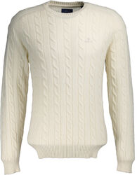 NEU ! GANT Herren Pullover D2. LAMBSWOOL CABLE CREW creme Gr. M