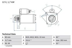 Bosch Anlasser Starter 0986013200 für Opel Renault Mitsubishi Volvo 83-07