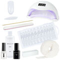 Starter Set Plus Press On Nail Art Tips Ballerina Almond UV LED Gel Acryl Full