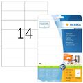 HERMA 5057 Self Adhesive Multipurpose Labels, 14 Labels per A4 Sheet, 25 Sheets,