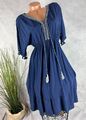 Italy  Vneck KLEID Tunika Quasten  MARINE BLAU 36 38 40