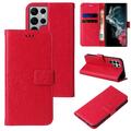 Handy Tasche für Samsung Galaxy S23 Ultra Handyhülle Blumen Buch Cover Case Rot