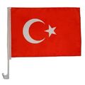 3x Türkei Flagge / Fahne  Auto, Autofahne Türkei, Fahne für das Auto 43x28cm