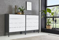 BMG Möbel Sideboard Mailand Set 1, grifflos, Metallfüßen, Anthrazit/ Weiß