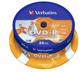 Verbatim DVD-R Wide Inkjet Printable 4.7GB 25er Pack Spindel DVD Rohlinge