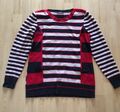 Damen Bluse Sweet Pulli Hemd Oberteil Gr. 42 Dunkel Blau Rot Weiß Frank Walder