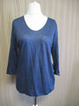 180 S905 Marc O`Polo Damen Shirt Gr. L  blau 3/4 Ärmel V-Ausschnitt Leinenshirt