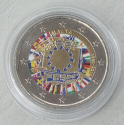 2 Euro Gedenkmünze Malta 2015 30 Jahre Europaflagge in Farbe unz.