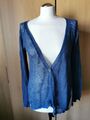 STILE BENETTON Weste Strickjacke Cardigan mit V-Ausschnitt blau Oversized Gr.S-M