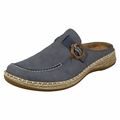 DAMEN RIEKER 46494 BLAU SLIPPER PULES FLACHE SCHNALLE DETAIL SOMMER CLOG SCHUHE GRÖSSE