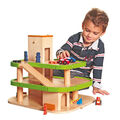 KINDER HOLZ PARKHAUS Holzspielzeug Parkgarage Spielzeug Holzauto Auto Bahn 90083