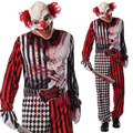 Böser Clown Kostüm Herren Scary Horror Deluxe Clown Erwachsene Kostüm + Maske