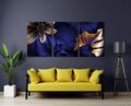 MODERNE NATURBLÄTTER KUNST GOLDEN ABSTRAKTER LEINWAND BILDER WANDBILD KUNSTDRUCK