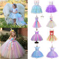 Kinder Mädchen Einhorn Prinzessin Tüll Tutu Kleid Party Ballkleid Cosplay Kostüm