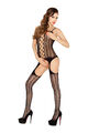  Sexy Catsuit Schwarz  Schritt offen im Straps-Look  Gr. S/M