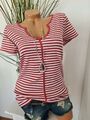 Esprit Shirt Tunika Bluse Oberteil rosa rot weiß gestreift Gr. S bis XL (3 835) 