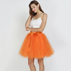 7 Lagen Rock Tüll Tutu Röcke Damen 50cm Midi Petticoat Hohe Taille Ballettrock