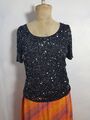 VERA MONT Pailletten-Shirt Abendmode Party Schwarz Glitzer Look size L/XL TOP 