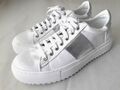 ALBA MODA Dame Schnürschuh Sneaker Leder weiß-silber Plateau 35mm Gr 40 NEU A304