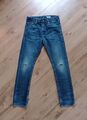 H&M DRAIN Jeans Hose NARROW SEAT Gr.152 blau+Waschung 5-Pocket-Style USED LOOK 