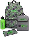 Minecraft Grau Creeper 4 Stück Rucksack Set Jungen