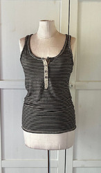 Zara Shirt Top Tank-Top Tunika Viskose-Jersey schwarz/taupe geringelt Gr. S - M