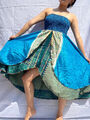 Indisches handgefertigtes Vintage Recycling Sari Seide Maxi Strand...