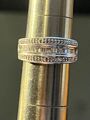 Sterling Silber 925 Rund & Baguette Klar Diamant Ring Größe 5,75