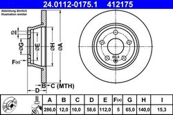 2x Bremsscheibe Ate 24.0112-0175.1 für AUDI