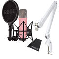 Rode NT1 Signature Pink Studio-Mikrofon Rosa mit PSA1 W Plus Gelenkarm-Stativ Wh