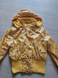 Damen Mädchen Wende Jacke mit Kapuze  gelb siber   Gr. 38