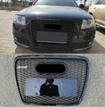 Für Audi A6 C6 05-11 RS6 Stil Waben Grill Kühlergrill Front Grill Schwarz