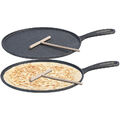 Gusseiserne Crêpe-Pfanne für Grill und Herd mit Teigverteiler, 2er-Set