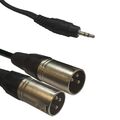Adapter Kabel 2x XLR Male / Mini Klinke 3,5mm für Smartphone 1,5m MP3 Player Neu