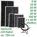 12V Solarmodul 5W 10W 20W 30W 40W 80W Solarpanel Solarzelle Photovoltaik Solar