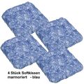 4 x Stuhlkissen Softkissen Dekokissen Kissen Sitzkissen marmoriert - blau