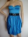 Sexy Damen Bustier Mini Kleid Strass Gürtel Abend Dress Blau Gr. 32-34