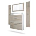 Garderobenset Garderobe Paneele Schuhschrank Spiegel Malea Weiß matt