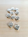 10 x ♥ my Dog Herz Anhänger Hunde Pfoten Schmuck Basteln Deko Charms Silber