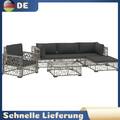 Gartenmöbel 6-tlg. Sitzgruppe Garnitur Sofa Lounge Set mit Auflagen Poly Rattan