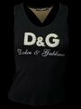 DOLCE & GABBANA Damen Luxus Tank Top Druck D&G schwarz Gr.M