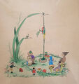 Aquarell: Reigen, Märchen, Elfen, Zwerge,Illustration, Original-Bild,sign. 1956