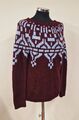 Hobbs Fair Isle Pullover Gr. Small 8/10 weinrot Wolle reich weinrot klobig Weihnachten  