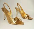 OFFICE High Heels Gr.37 Gold Leder Stiletto Sandaletten Abendschuhe Sandalen TOP