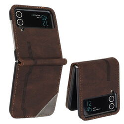 Leder Schutz Hülle Für Samsung Galaxy Z Flip5 Flip4 Flip3 5G Folding Handy Case