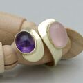 Ring Vintage Gold Damen mit Amethyst + Rosenquarz in 333/8K Gelbgold Gr. 56